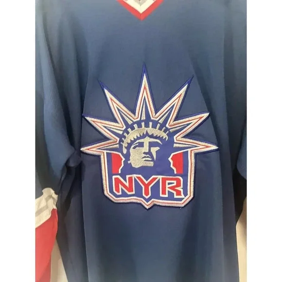 VINTAGE NEW YORK RANGERS NYR PRO PLAYER STATUE OF LIBERTY HOCKEY JERSEY SIZE XL - Picture 3 of 14